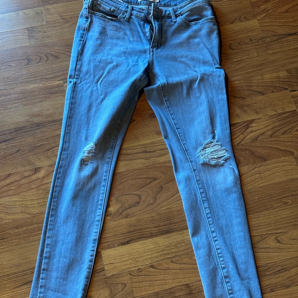 Levi's Light Blue Distressed Skinny Jeans